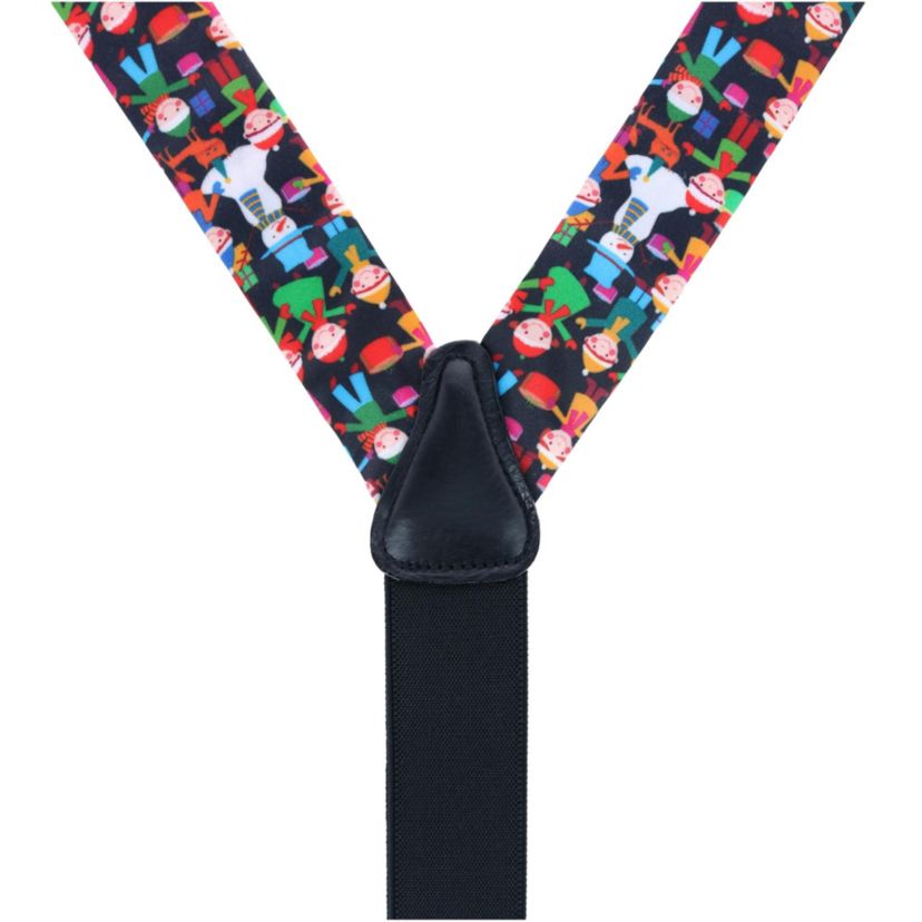 Happy Holidays Childrens Gift Exchange Silk Button End Braces