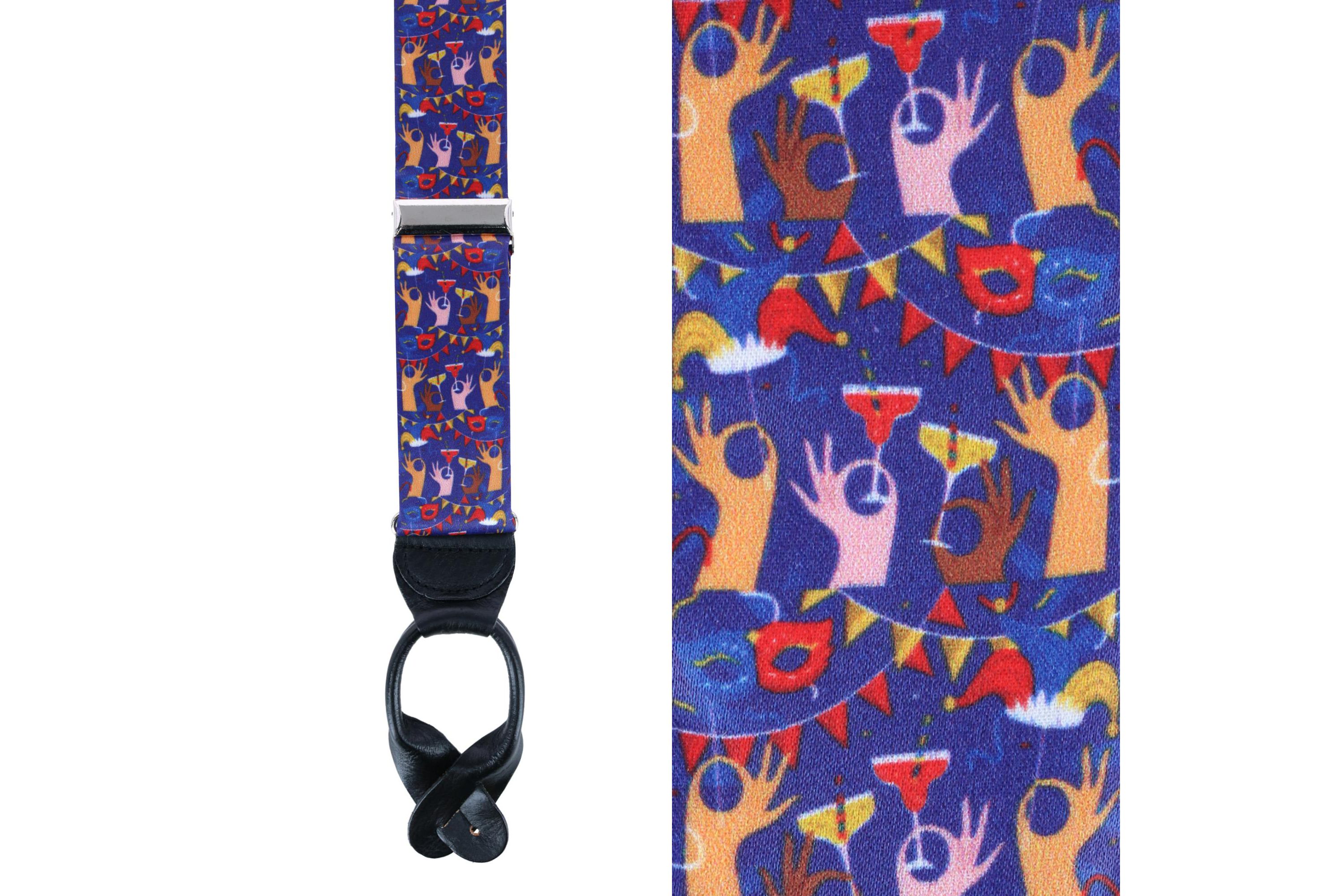 Toast The Night Away Silk Button End Braces