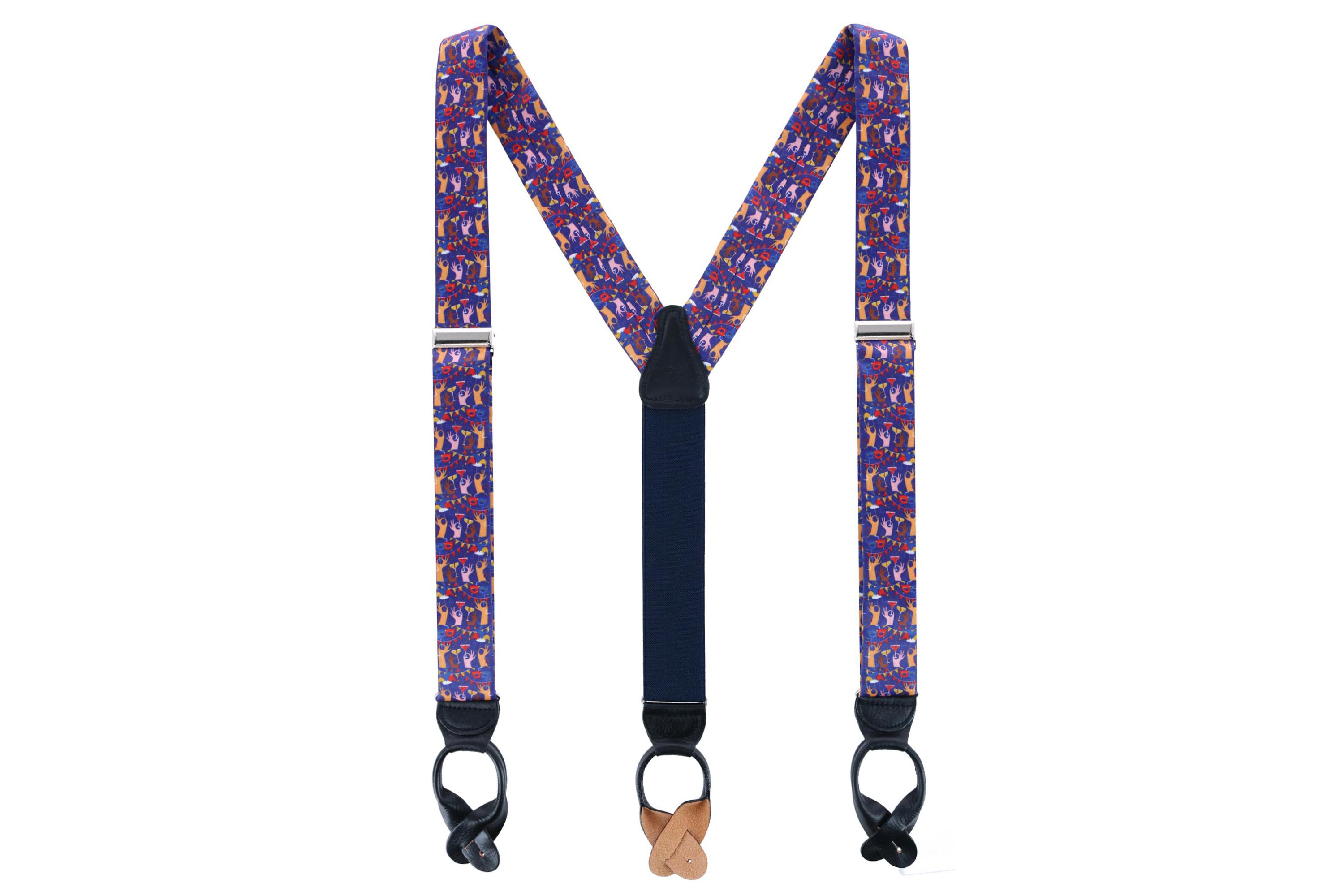 Toast The Night Away Silk Button End Braces