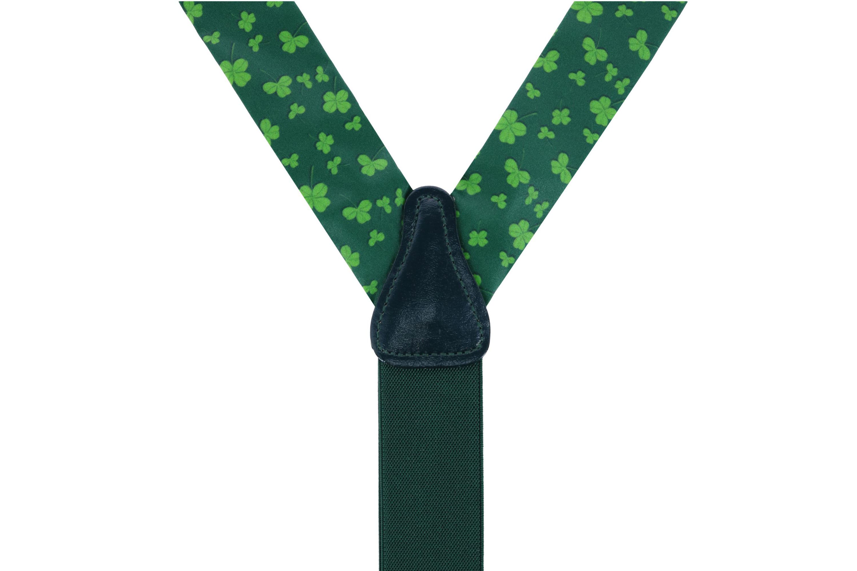 Green Shamrock Silk Button End Brace