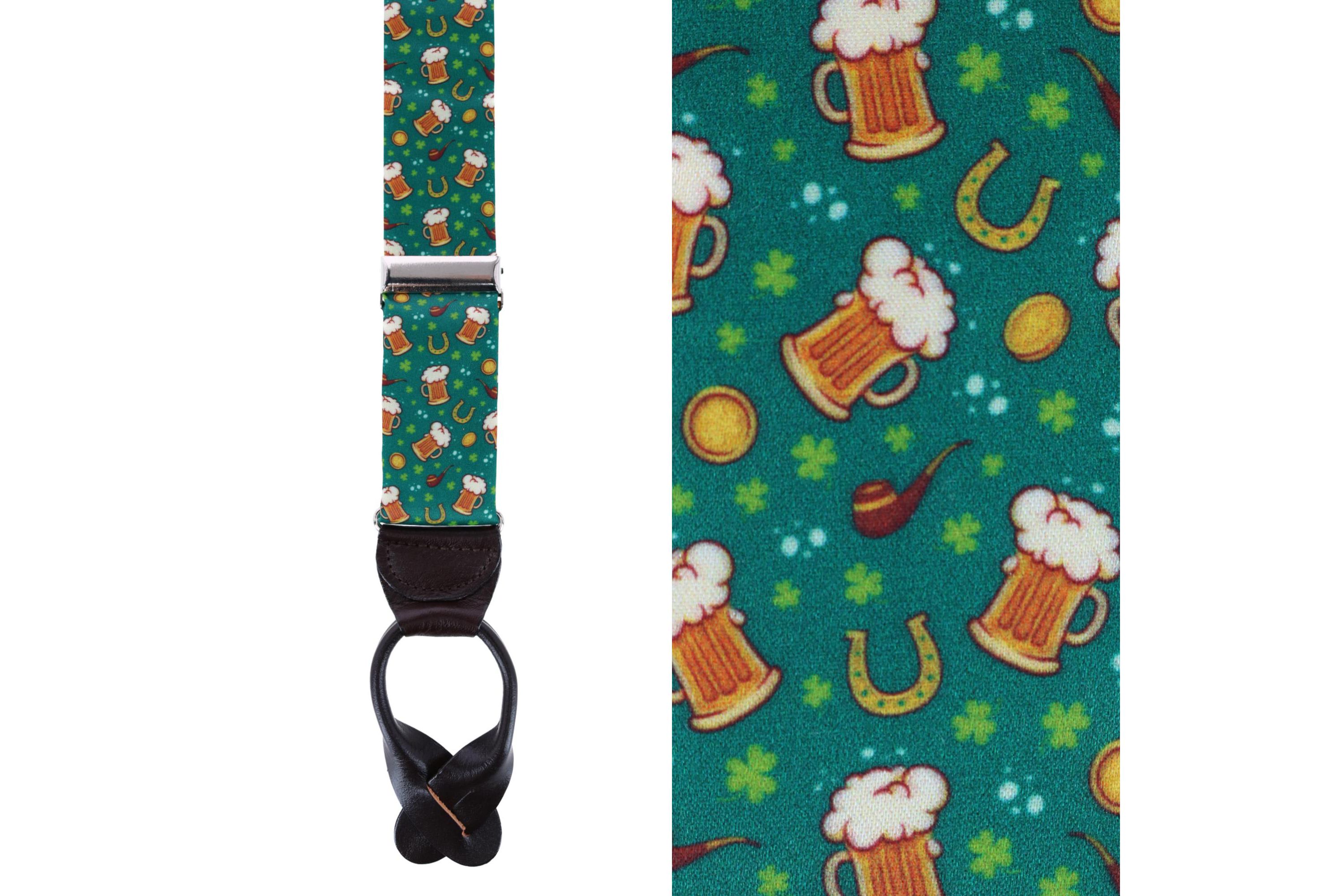 Cheers to St. Patricks Day Silk Button End Braces