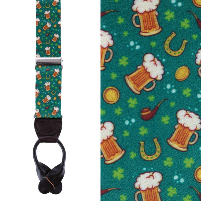 Cheers to St. Patricks Day Silk Button End Braces