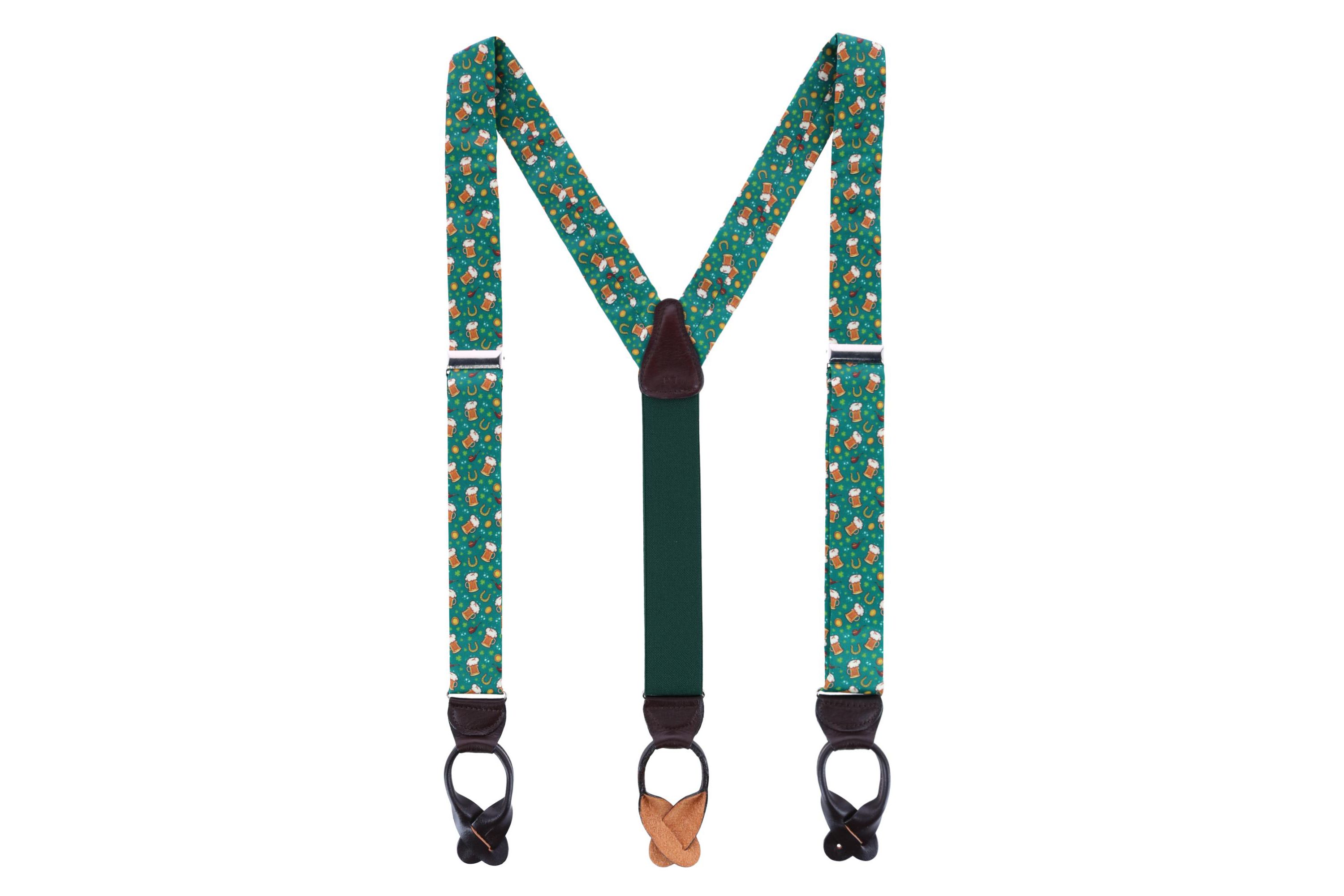 Cheers to St. Patricks Day Silk Button End Braces