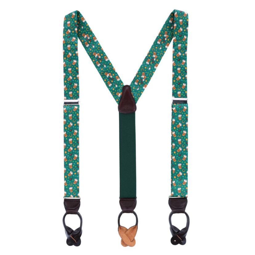 Cheers to St. Patricks Day Silk Button End Braces