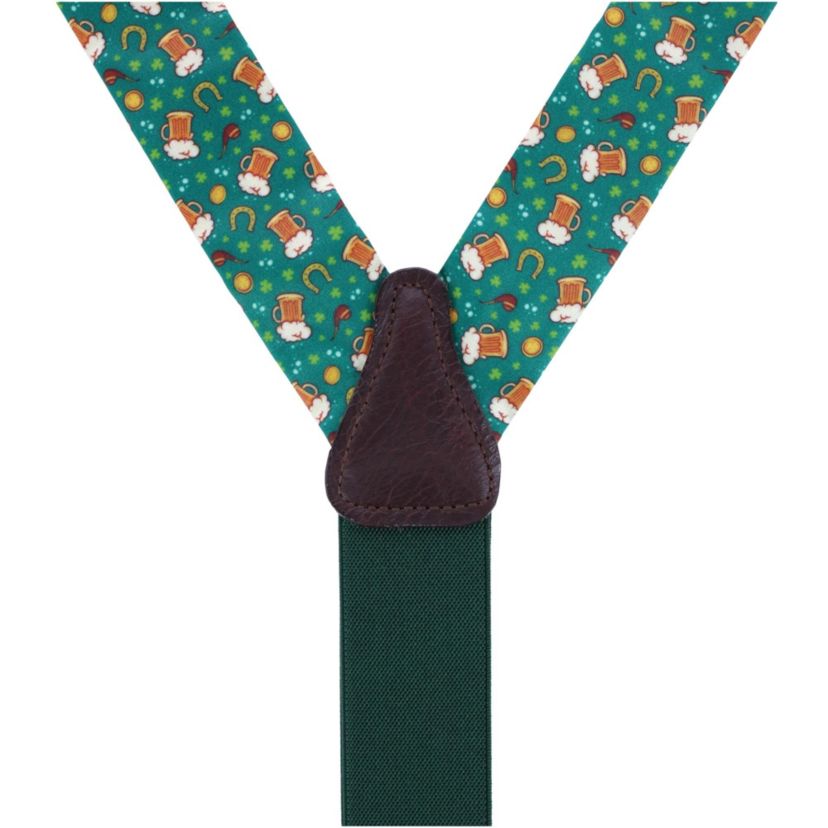 Cheers to St. Patricks Day Silk Button End Braces