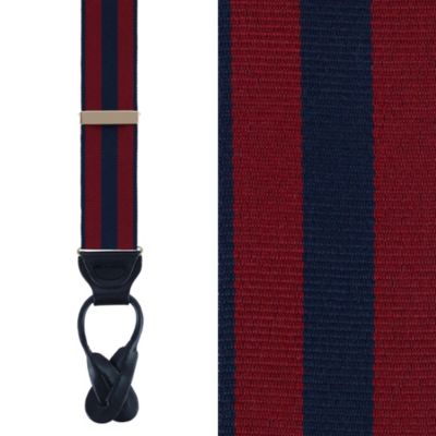 Trafalgar Men's Balint 38MM Striped Non Stretch Grosgrain Ribbon Button End Braces, Navy Blue