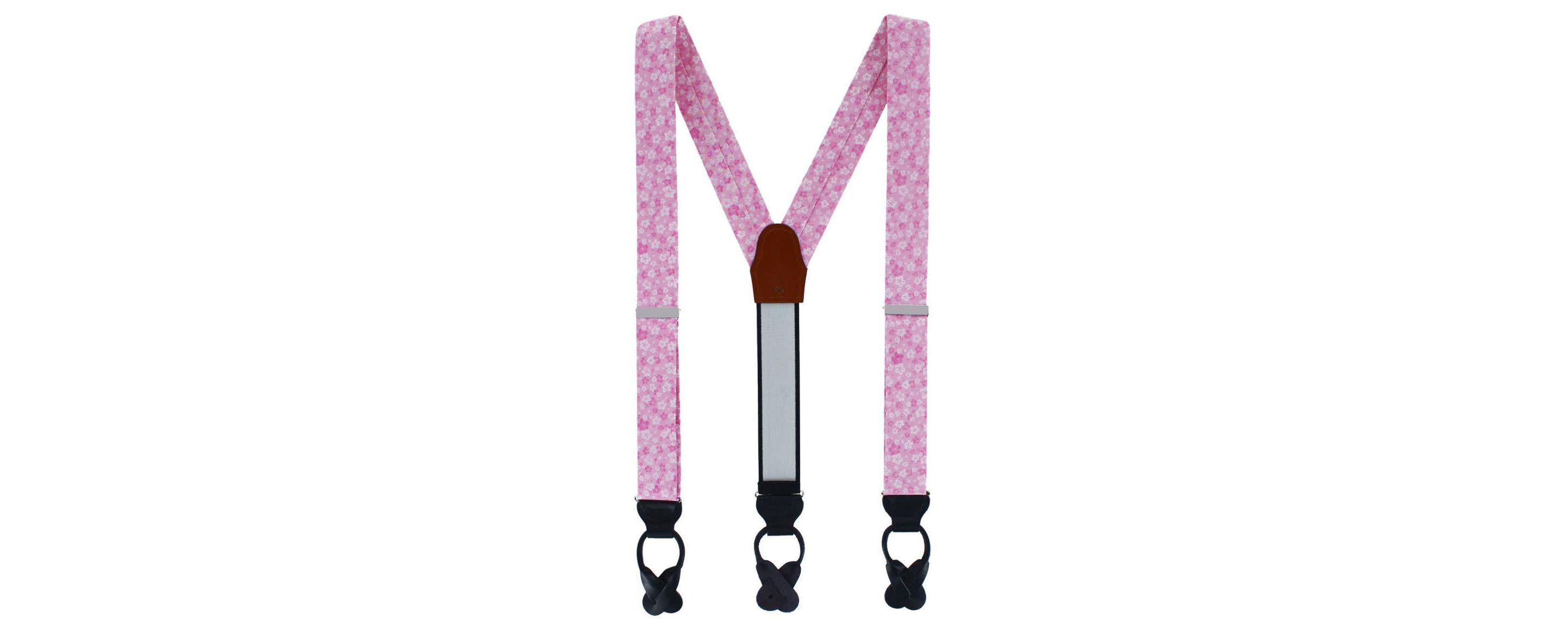 Hanami Cherry Blossom Burst Linen Blend Novelty Button End Braces