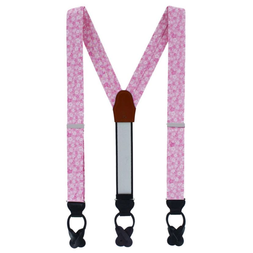 Hanami Cherry Blossom Burst Linen Blend Novelty Button End Braces