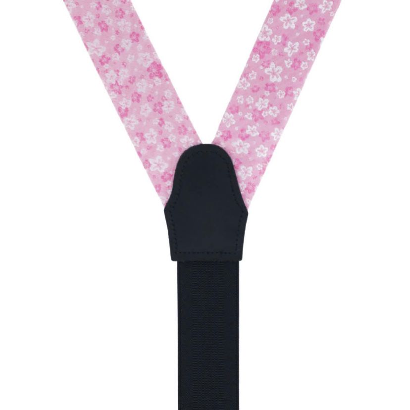 Hanami Cherry Blossom Burst Linen Blend Novelty Button End Braces