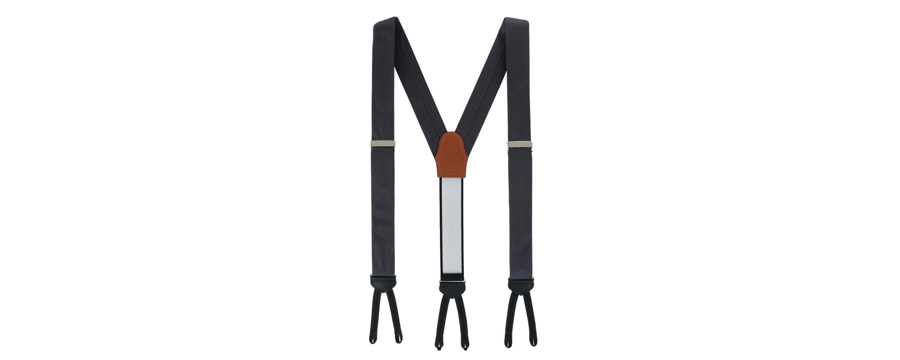 Big & Tall Leyton Diagonal Lined Tone on Tone Silk Formal End Braces