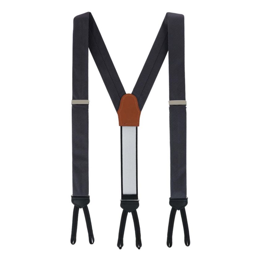 Big & Tall Leyton Diagonal Lined Tone on Tone Silk Formal End Braces