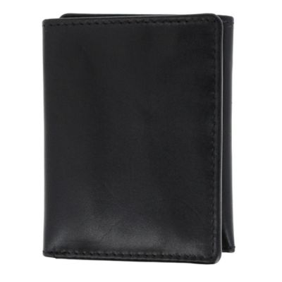 Trafalgar Men's Tennyson Tri-Fold Genuine Leather Wallet with ID Window, Black
