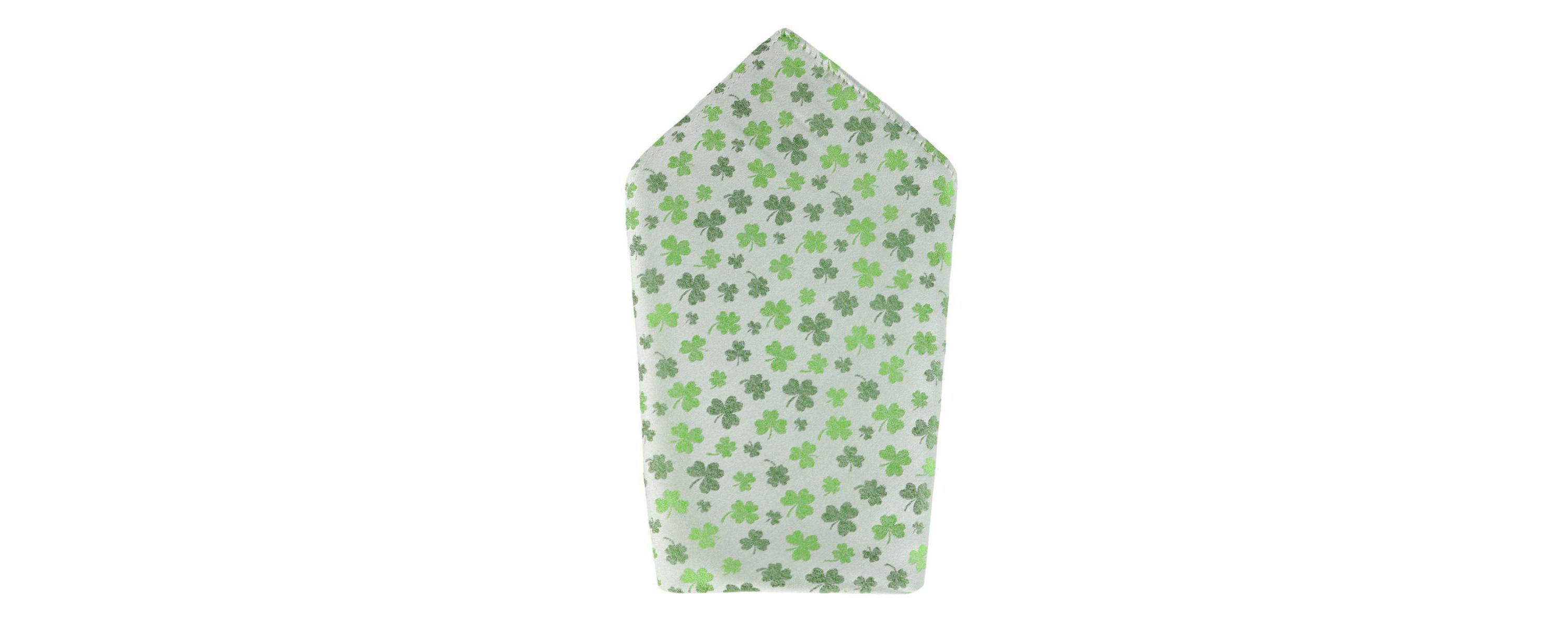 White Shamrock Novelty Silk 12x12 Pocket Square