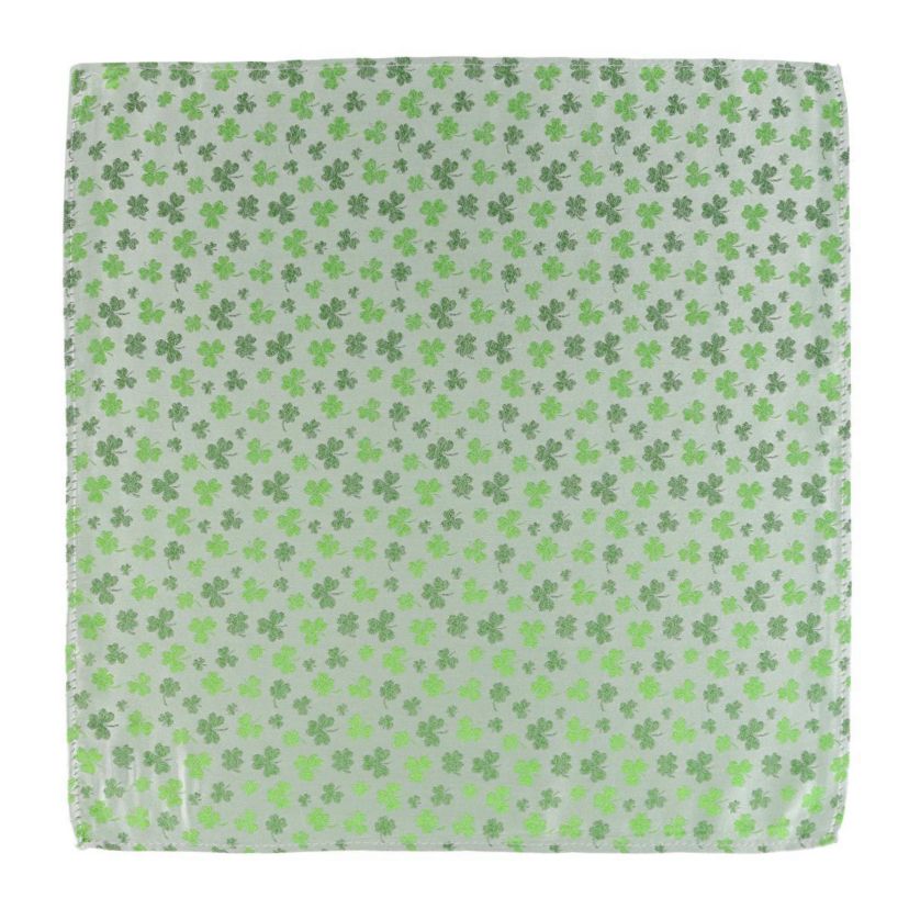 White Shamrock Novelty Silk 12x12 Pocket Square