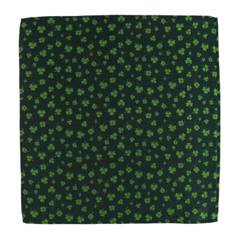 Green Shamrock Novelty Silk 12x12 Pocket Square