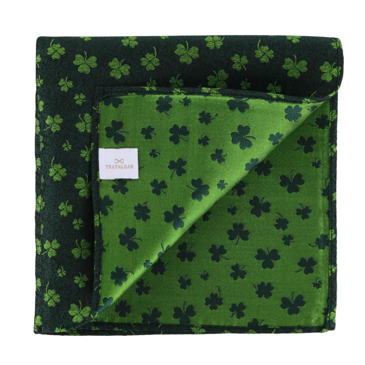 Green Shamrock Novelty Silk 12x12 Pocket Square