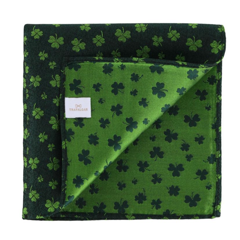 Green Shamrock Novelty Silk 12x12 Pocket Square