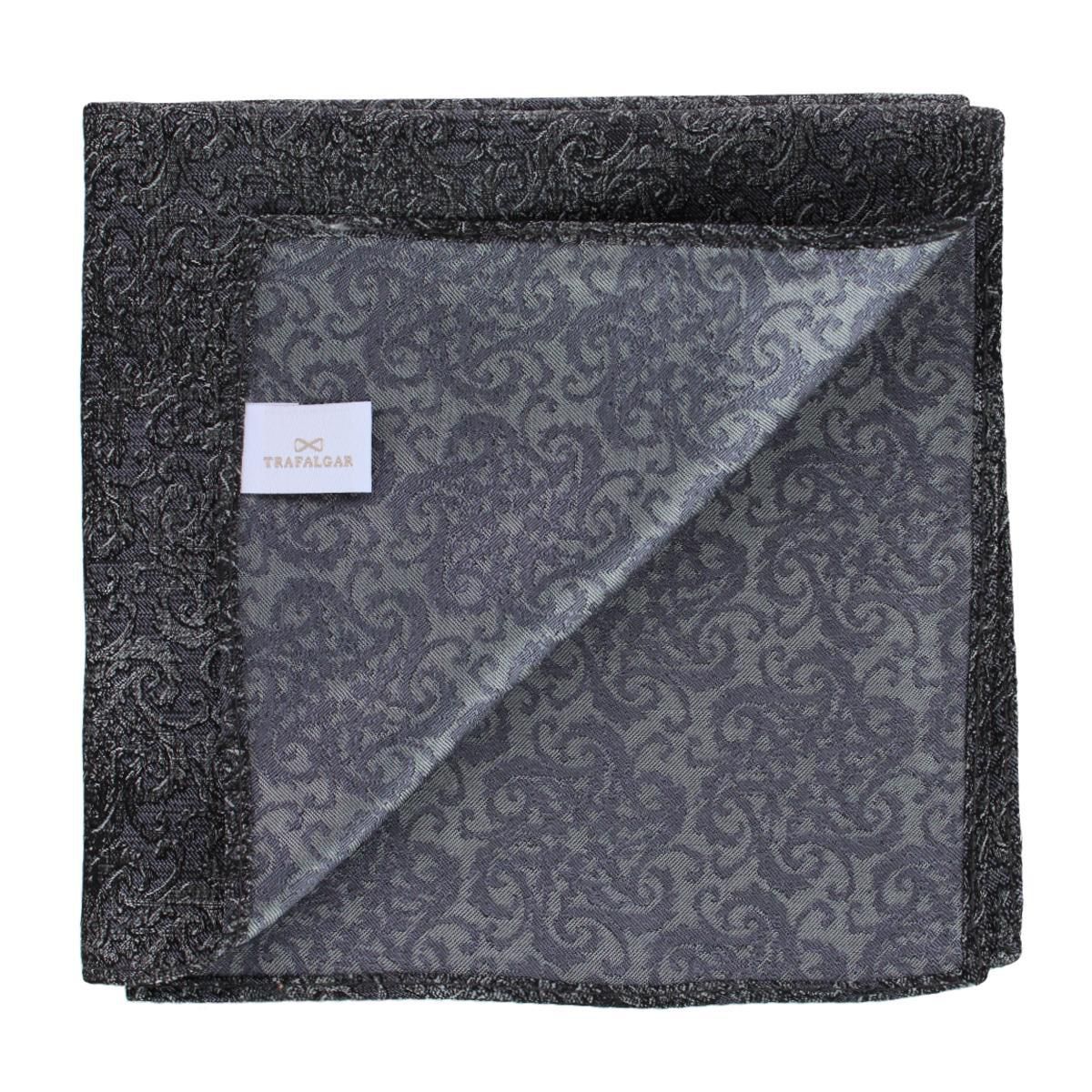 Esteban Scrolling Vines Tone on Tone Patterned Silk 12x12 Pocket Square