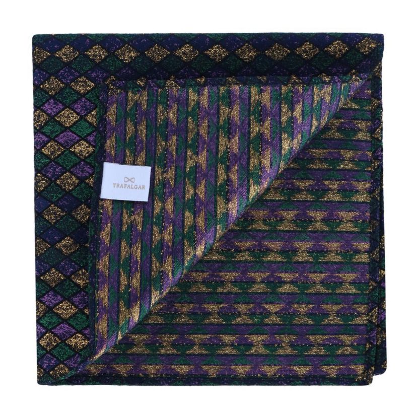 Carnival Diamond Multi-Colored Novelty Silk Pocket Square
