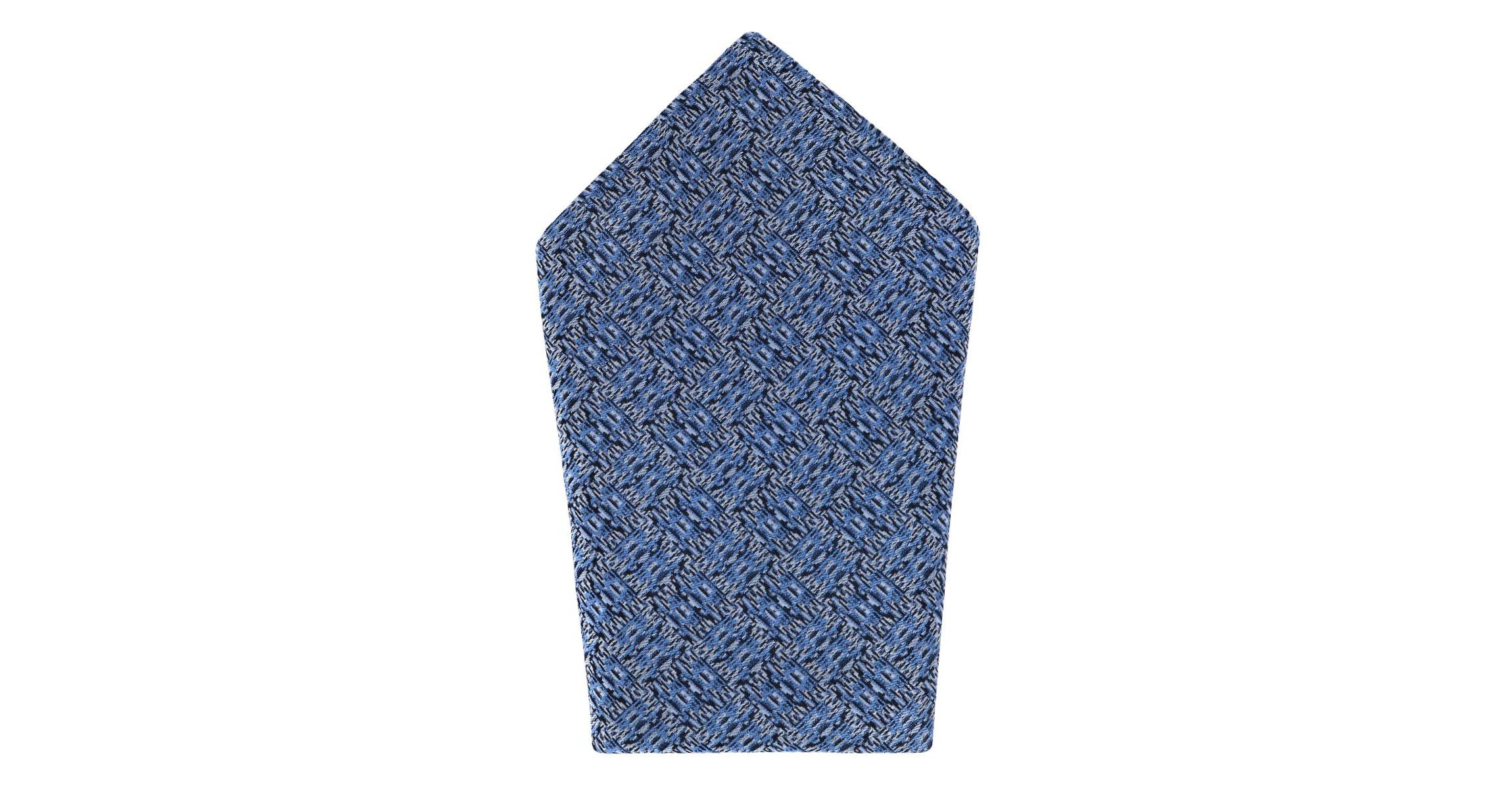Benitos Blue Basketweave Patterned Silk Pocket Square