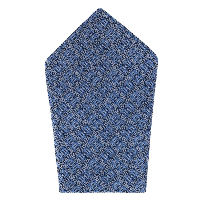 Benitos Blue Basketweave Patterned Silk Pocket Square