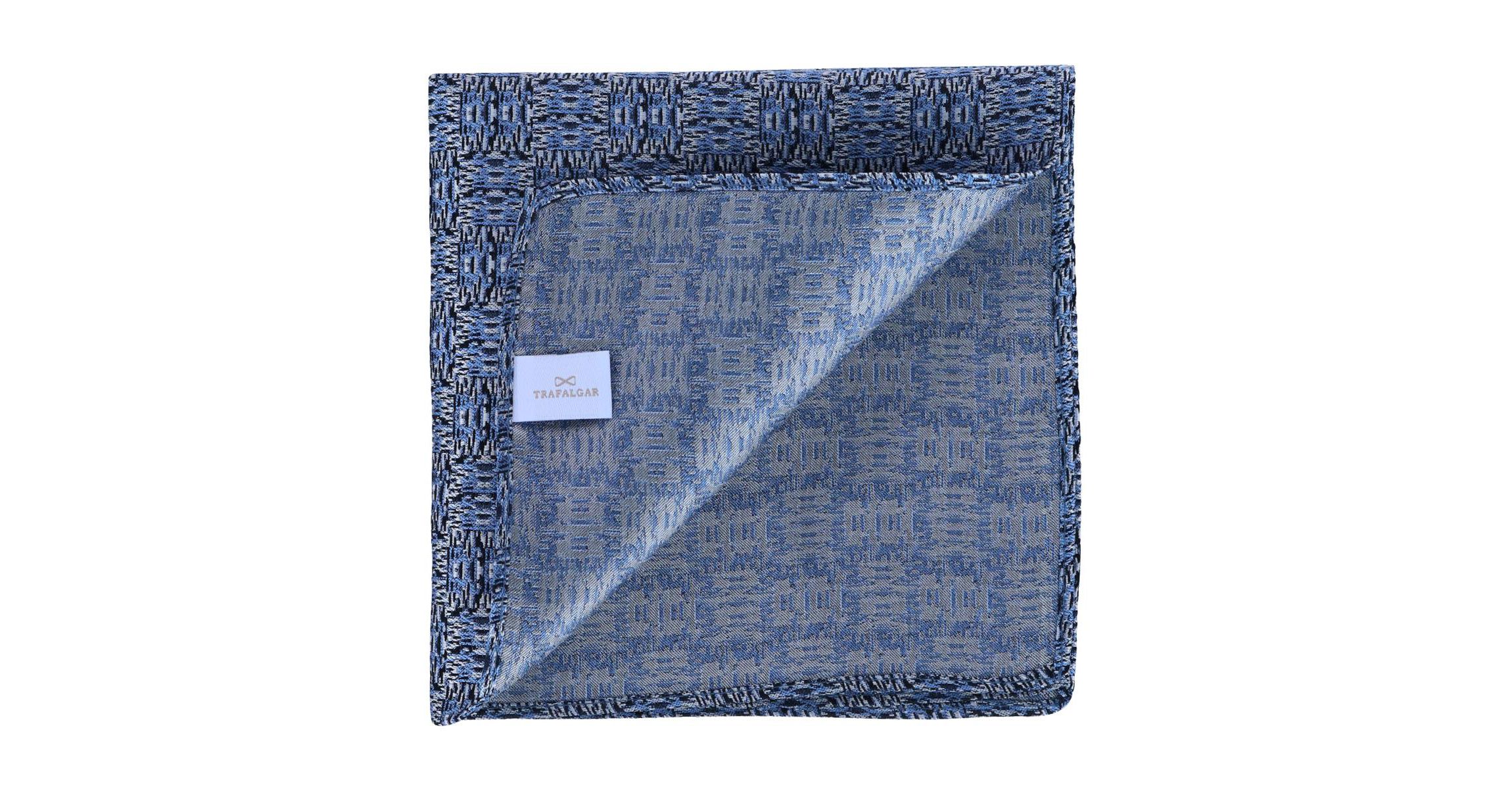Benitos Blue Basketweave Patterned Silk Pocket Square