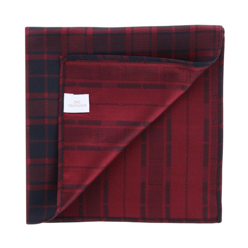 Kincade Red Blackwatch Plaid Silk Pocket Square