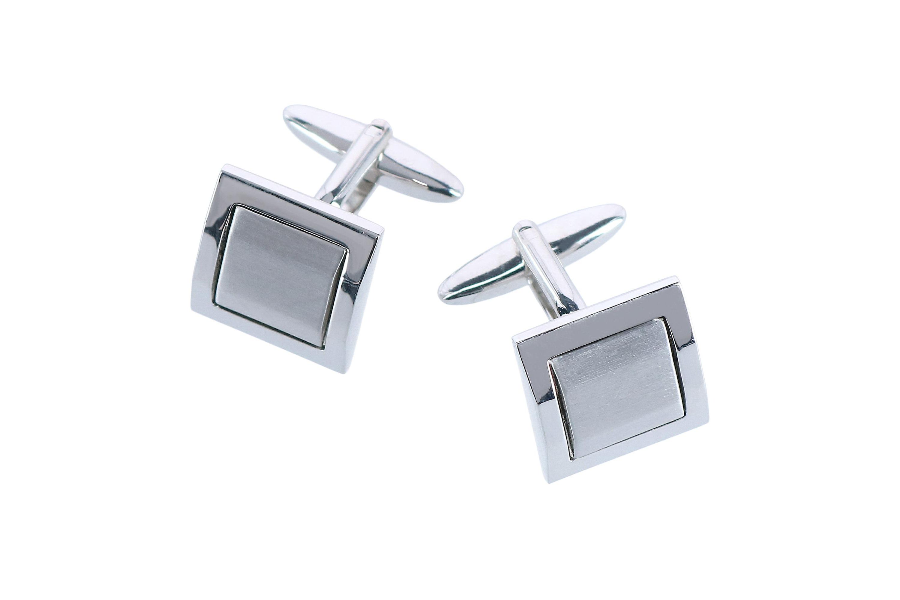 The Plaza Square Rhodium Over Brass Formal Set (Cufflinks & Tuxedo Studs)