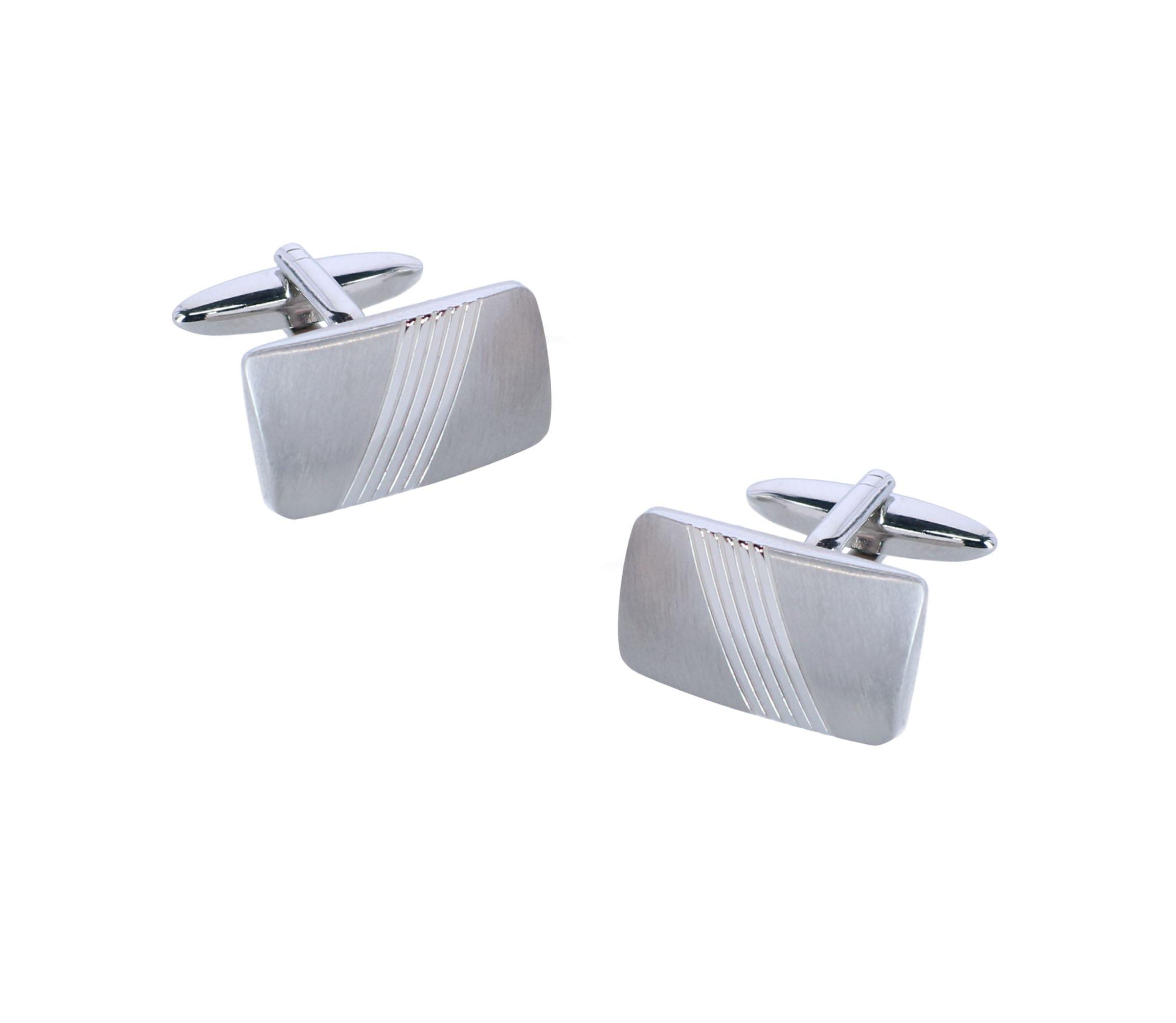 Diagonal Detailed Rhodium Cufflinks