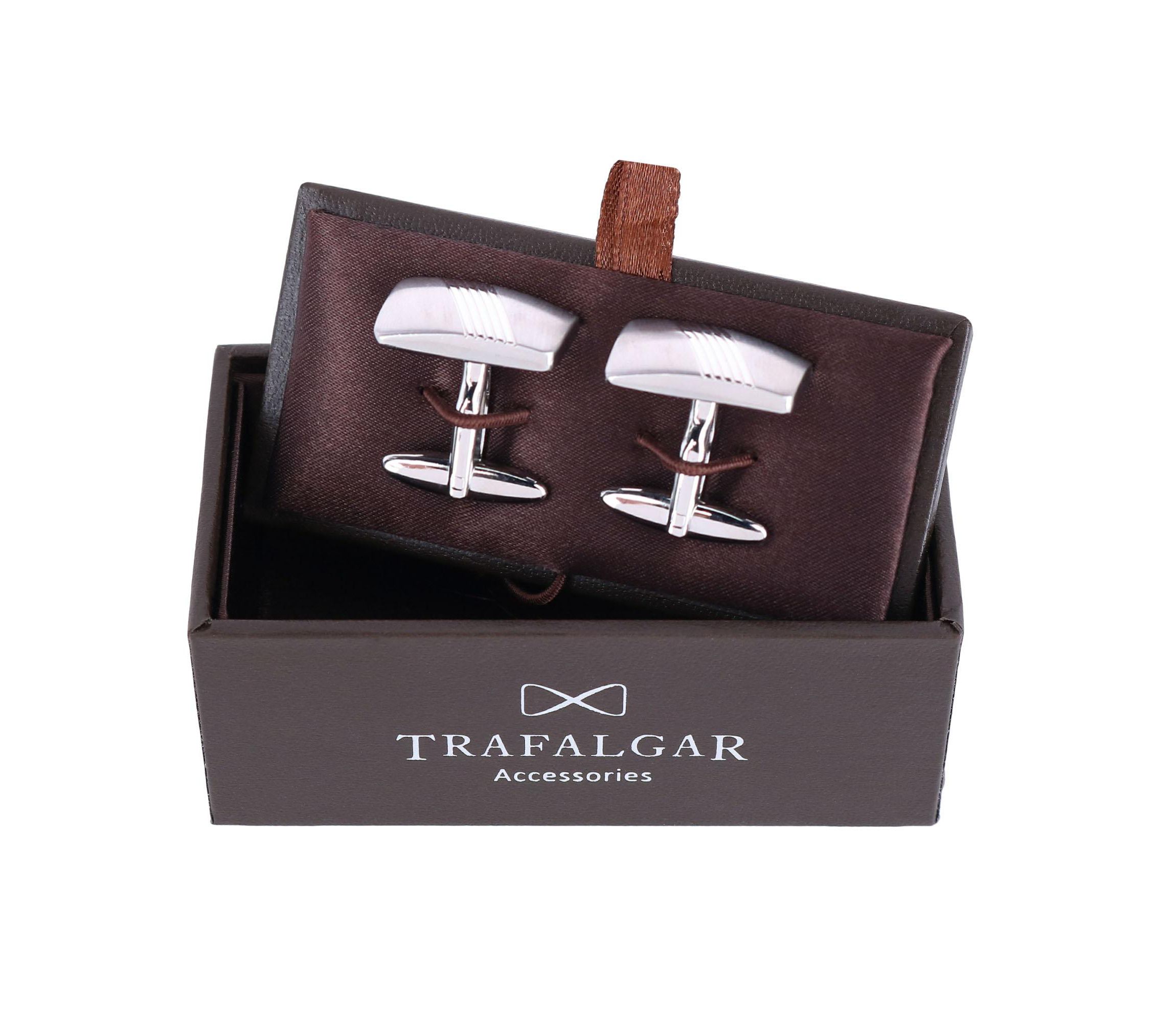 Diagonal Detailed Rhodium Cufflinks