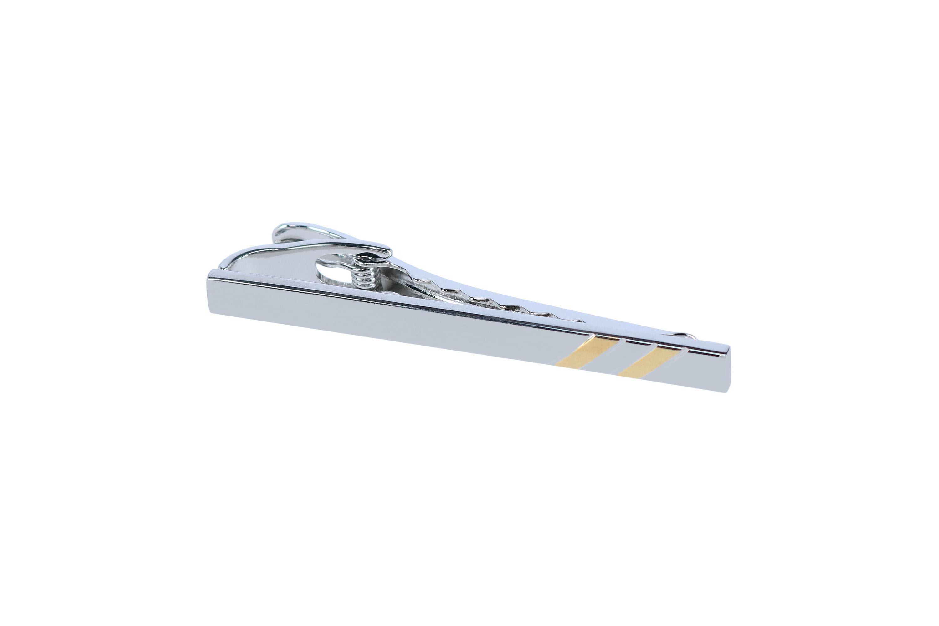 Rhodium and Gold Detailed Tie Bar