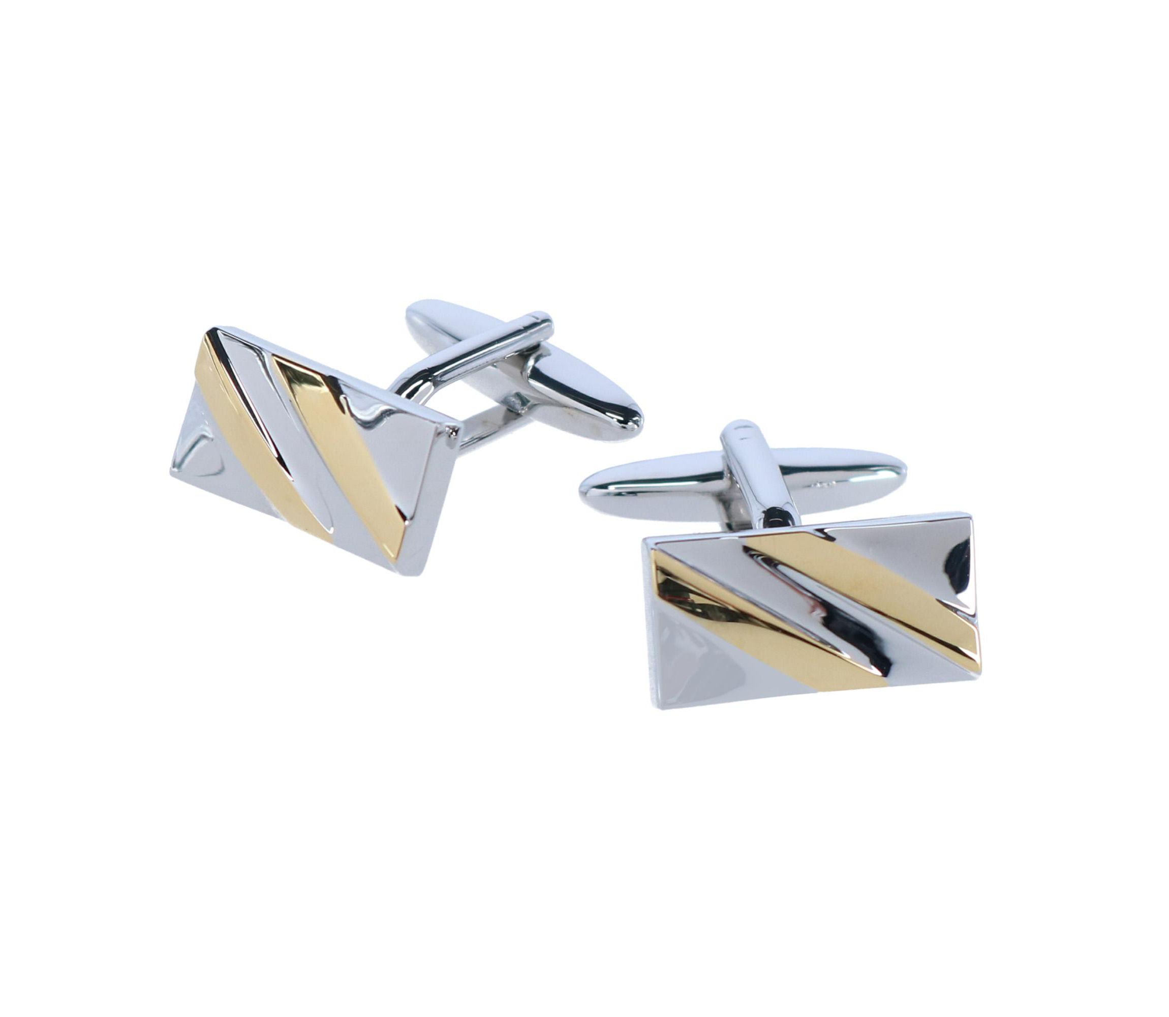 Rhodium and Gold Detailed Cufflinks