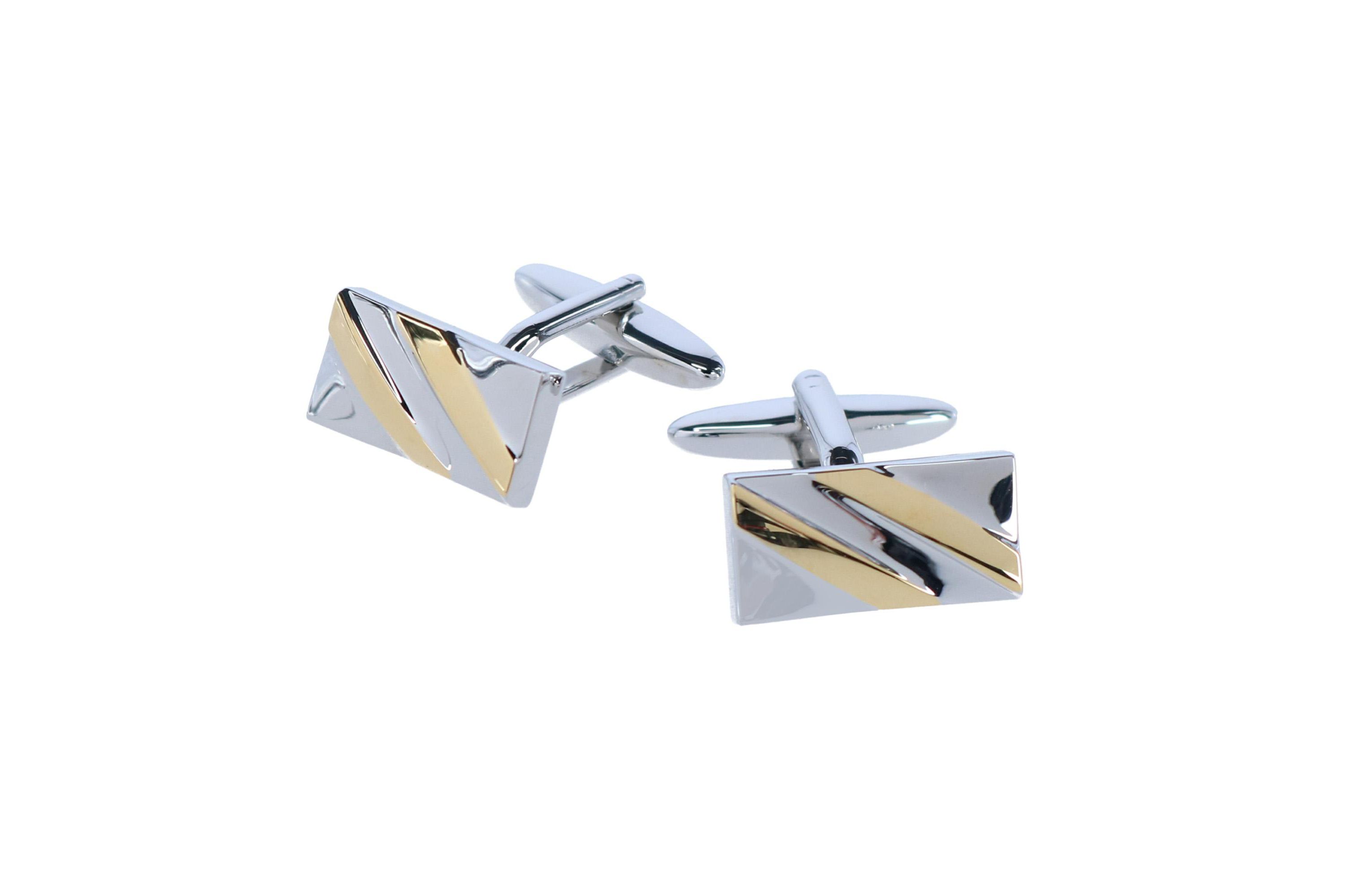 Rhodium and Gold Detailed Cufflinks