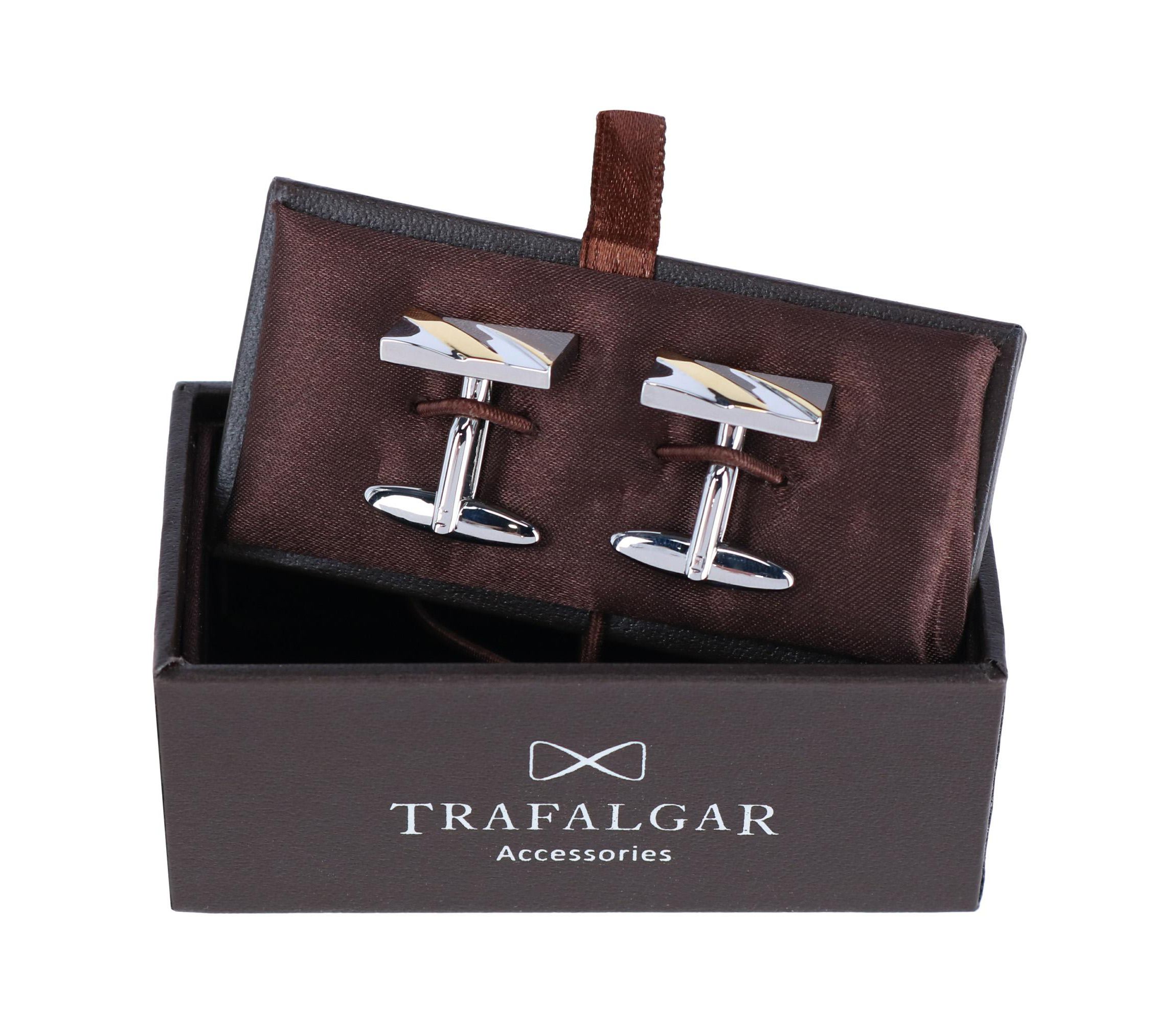 Rhodium and Gold Detailed Cufflinks