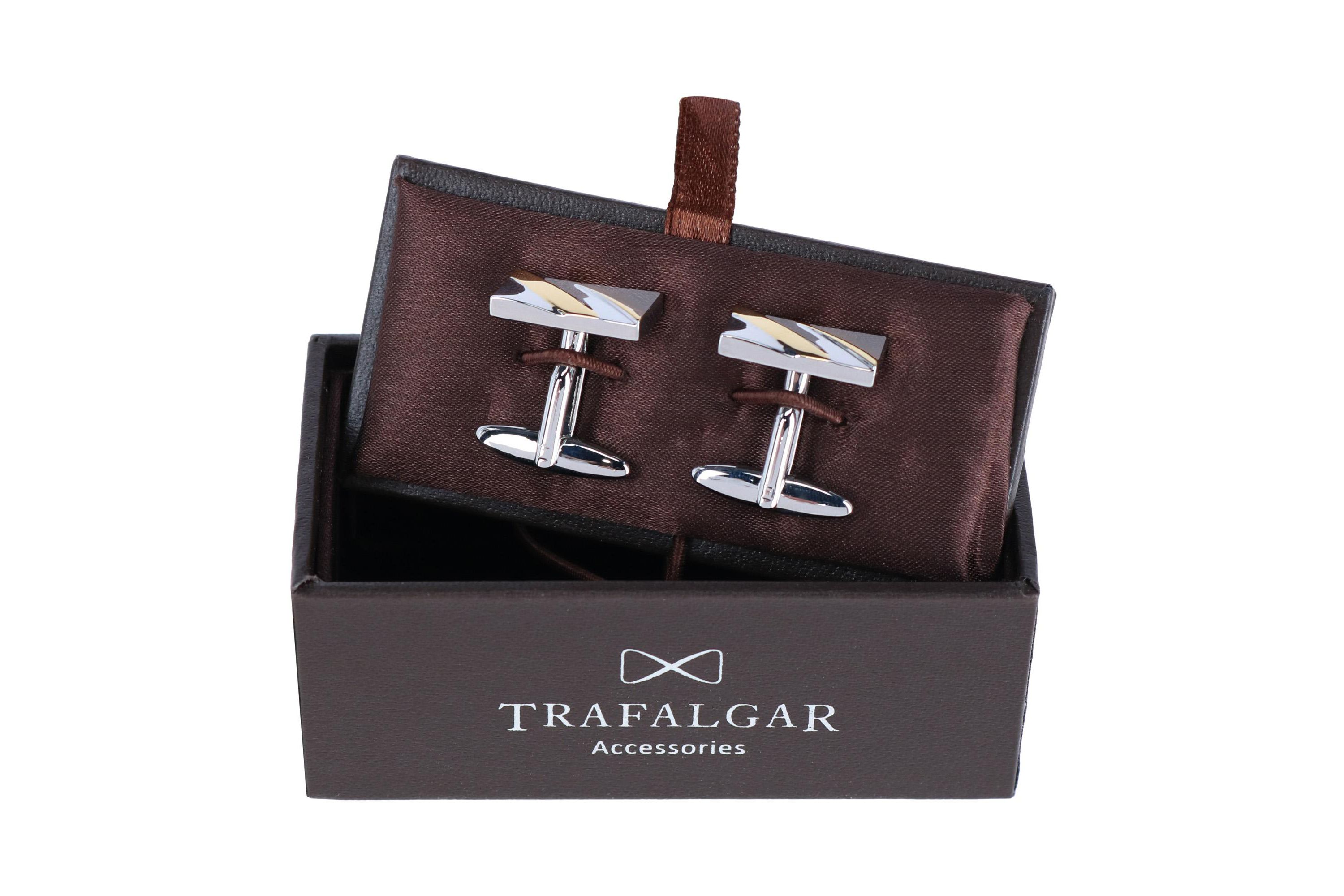 Rhodium and Gold Detailed Cufflinks