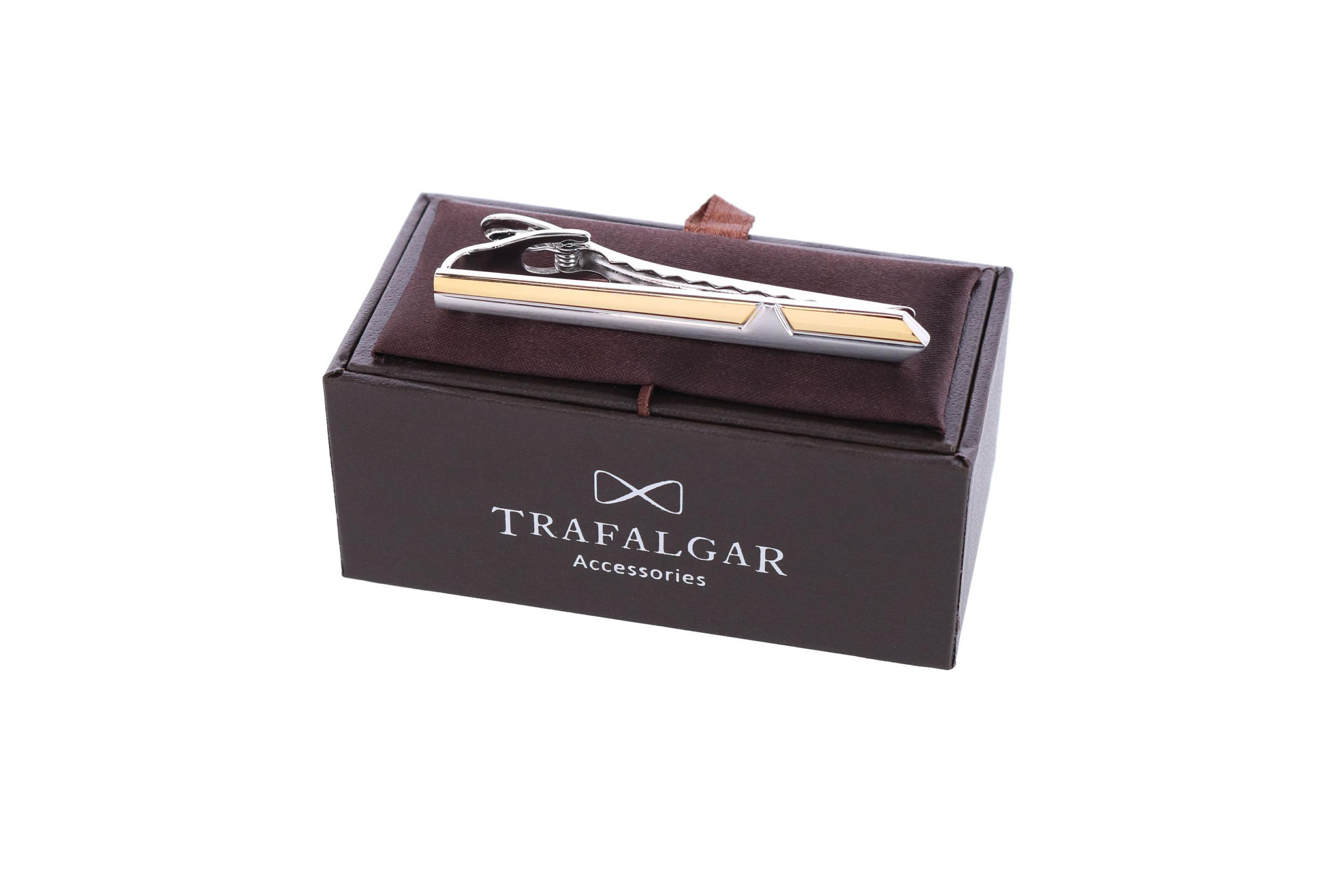 Brushed Rhodium and Shiny Gold Tie Bar
