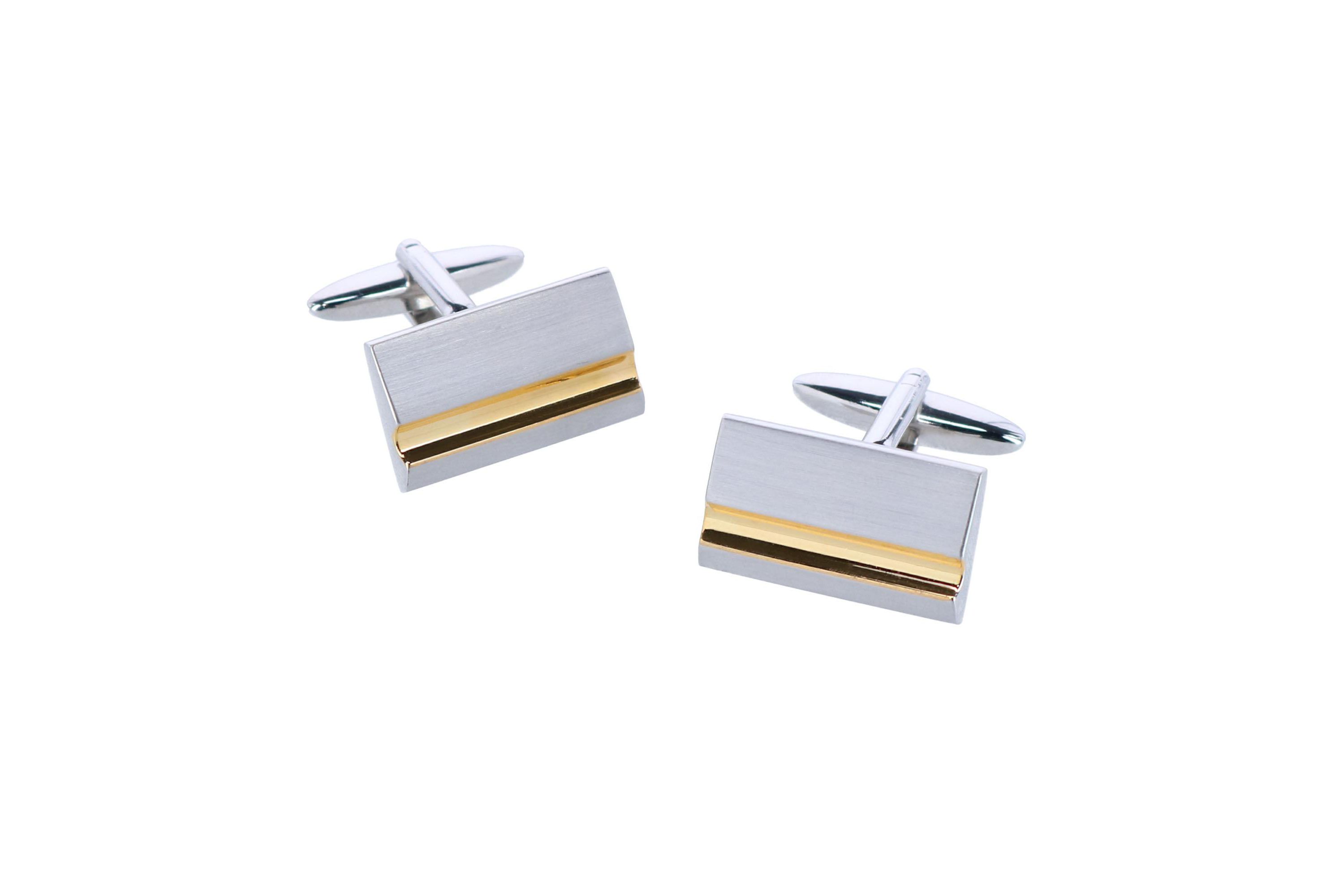 Stately Shiny Gold and Brushed Rhodium Cufflinks
