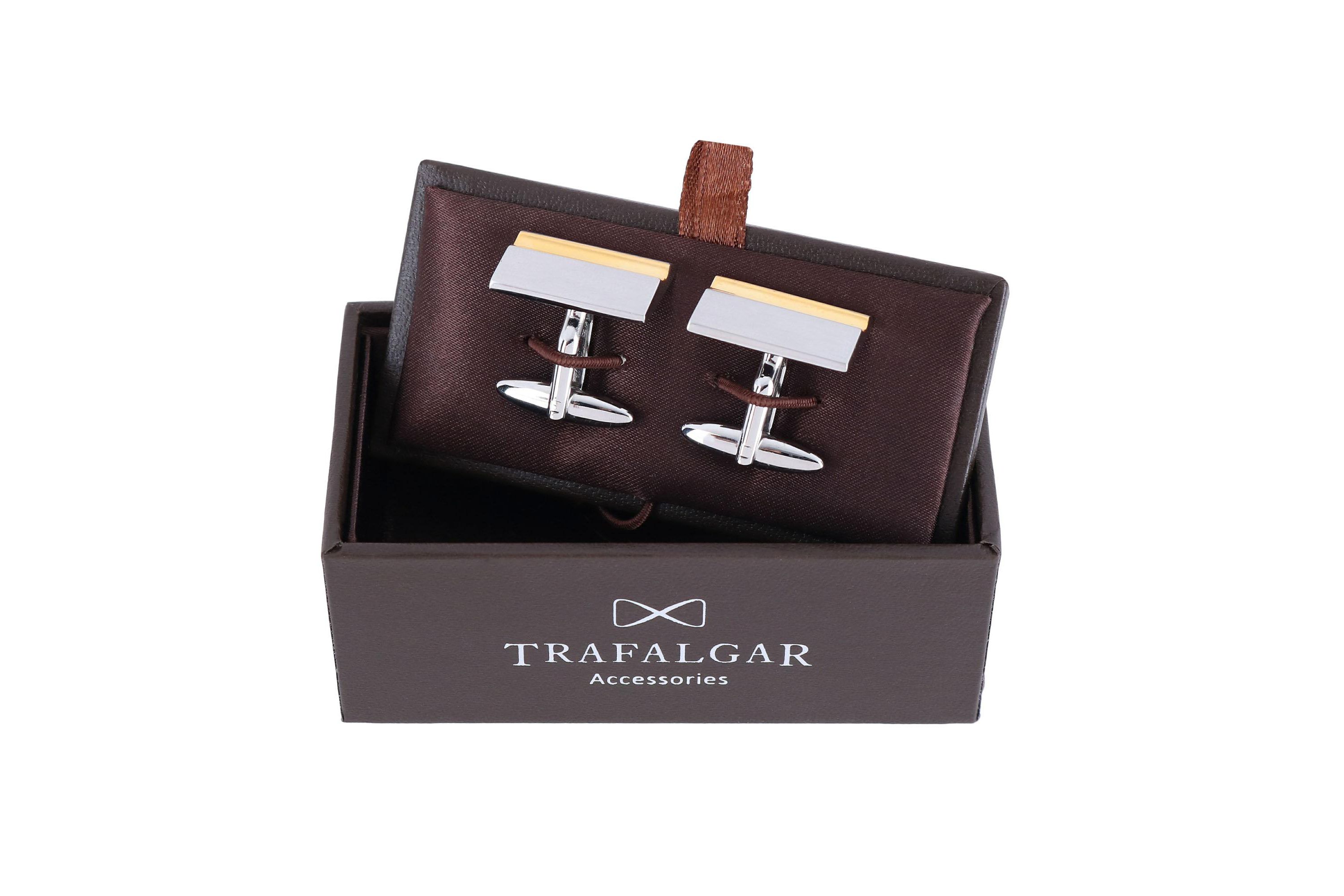 Stately Shiny Gold and Brushed Rhodium Cufflinks