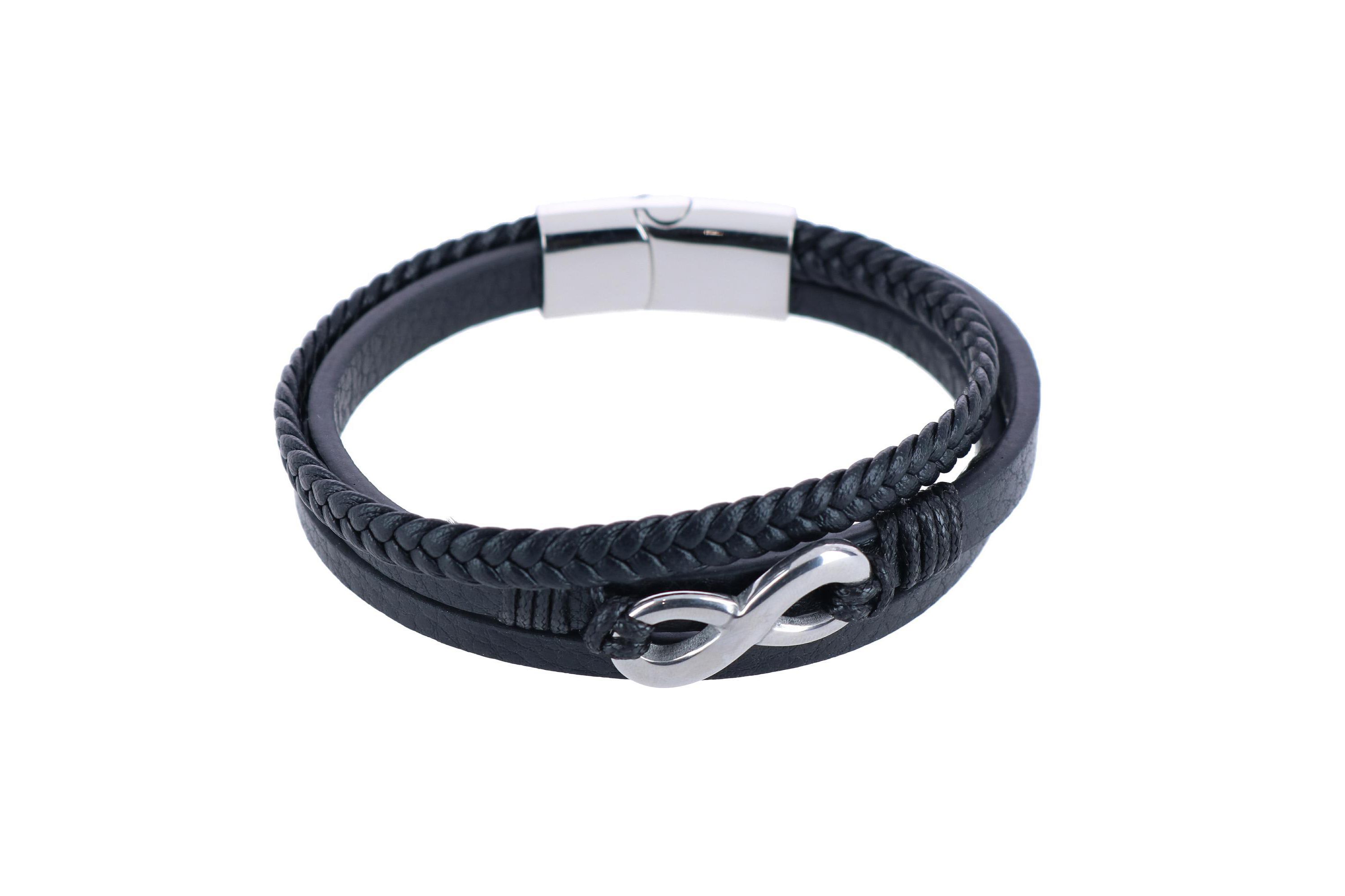 Infinity Triple Band Secure Clasp Leather Bracelet