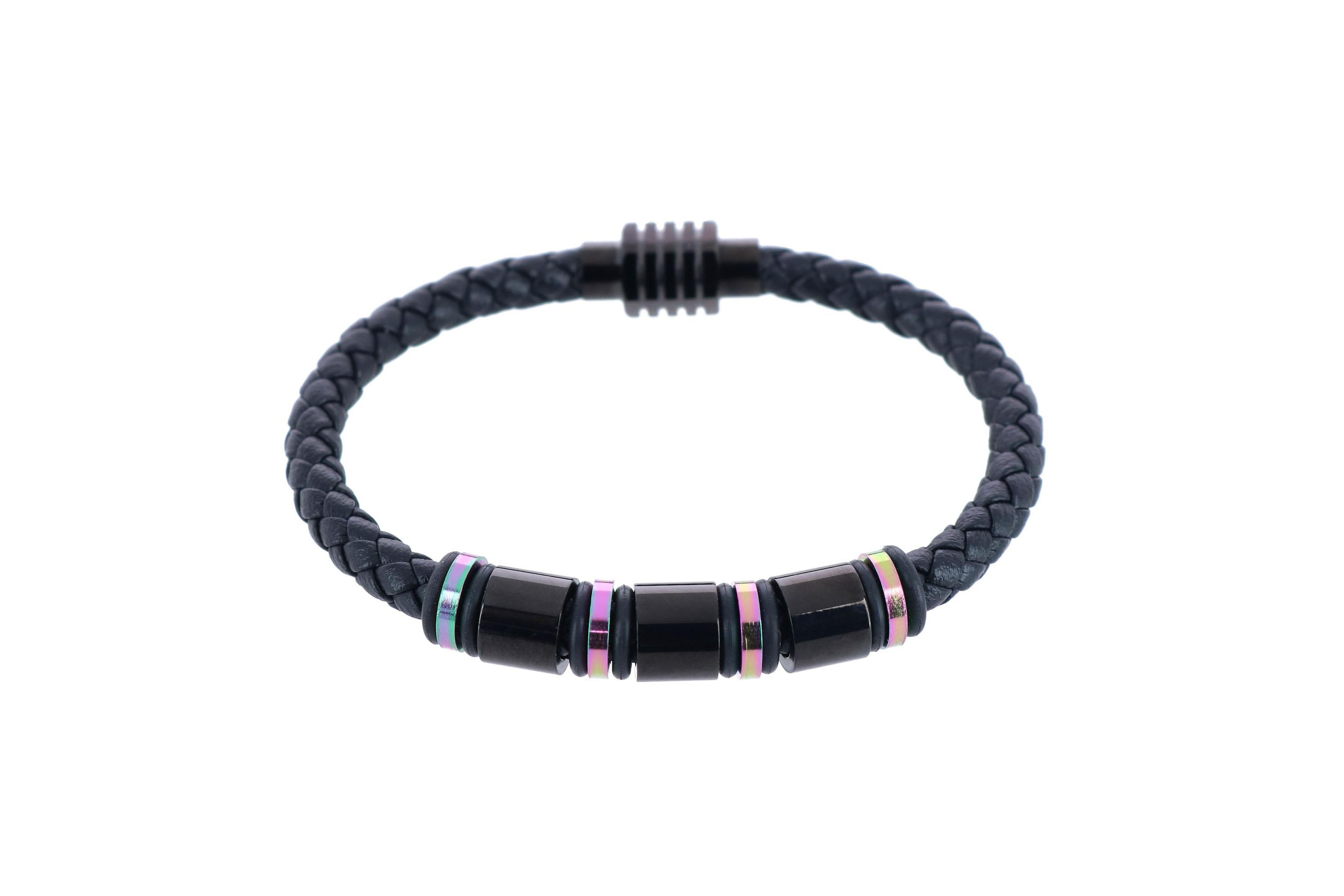 Subtle Color Magnetic Secure Clasp Leather Bracelet