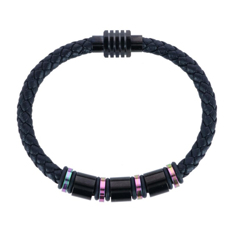Subtle Color Magnetic Secure Clasp Leather Bracelet