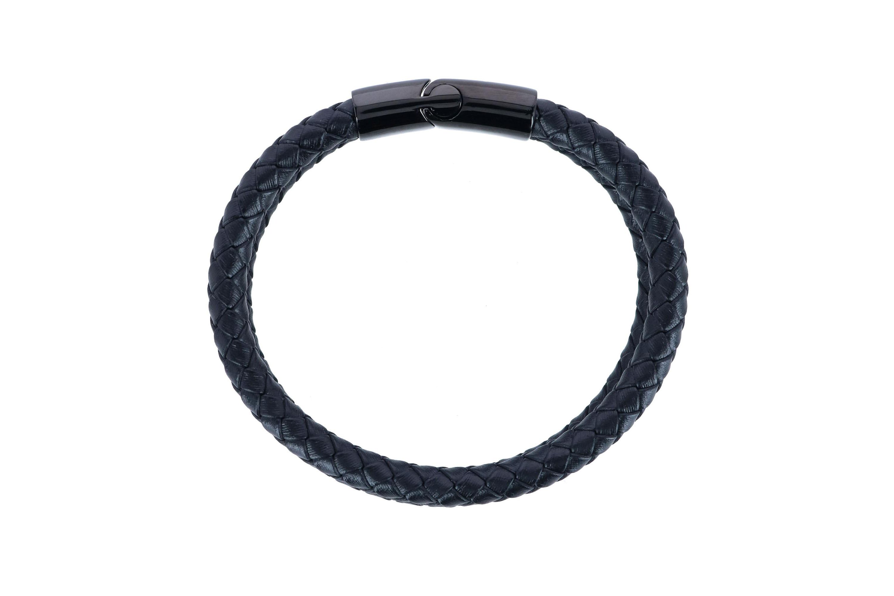 Simple Double Band Braided Secure Clasp Leather Bracelet