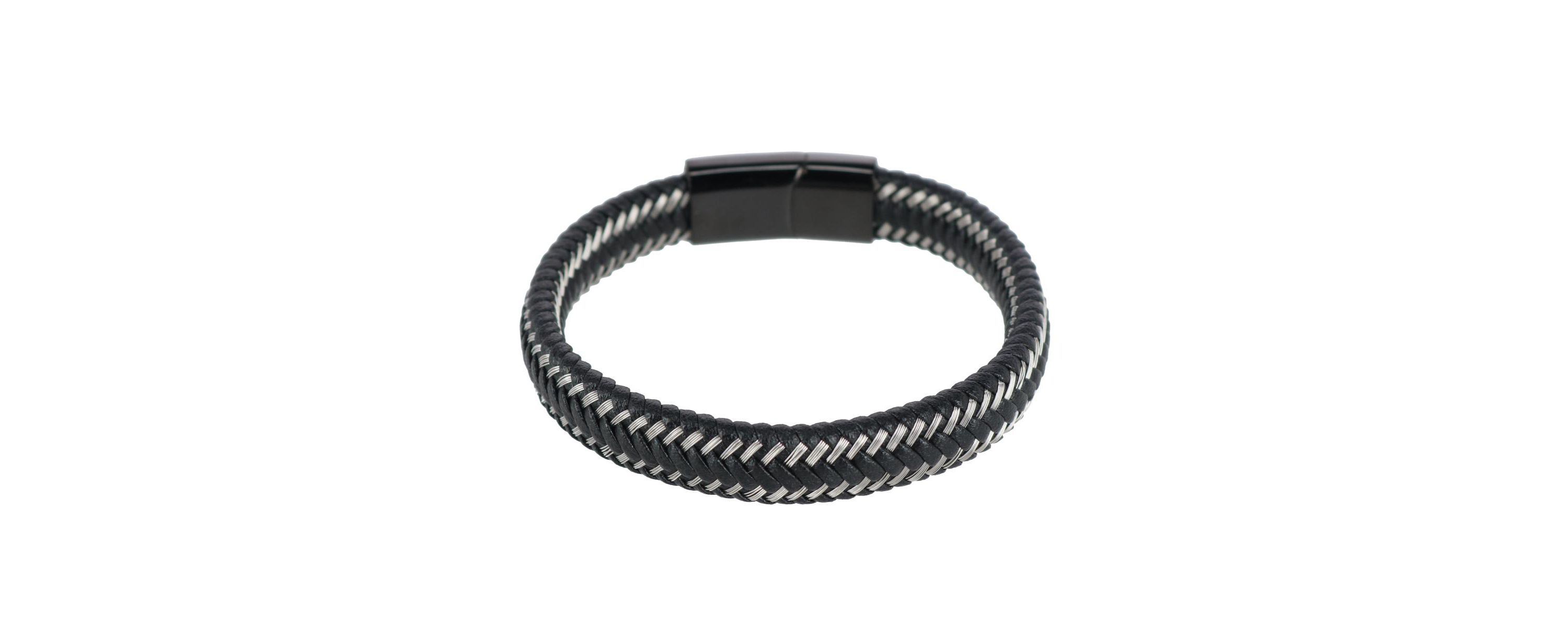 Esteban Black and Silver Braided Bracelet