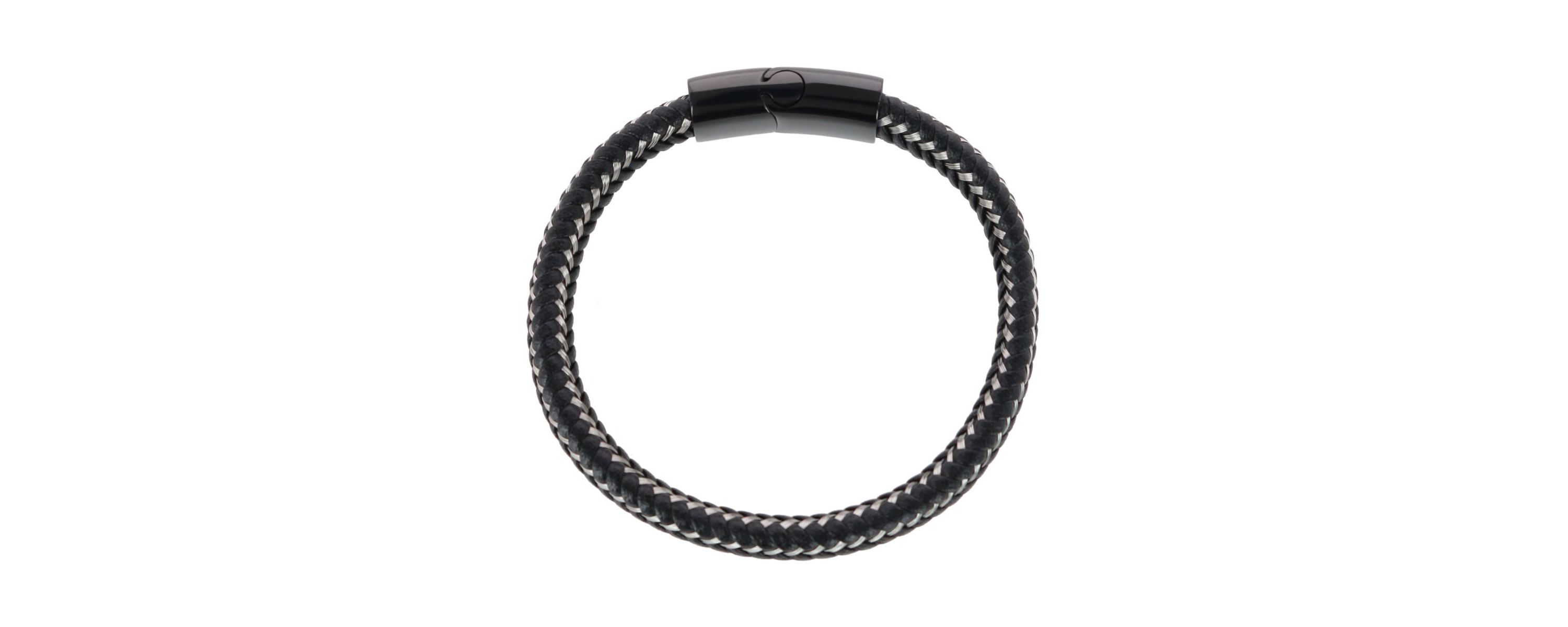 Esteban Black and Silver Braided Bracelet