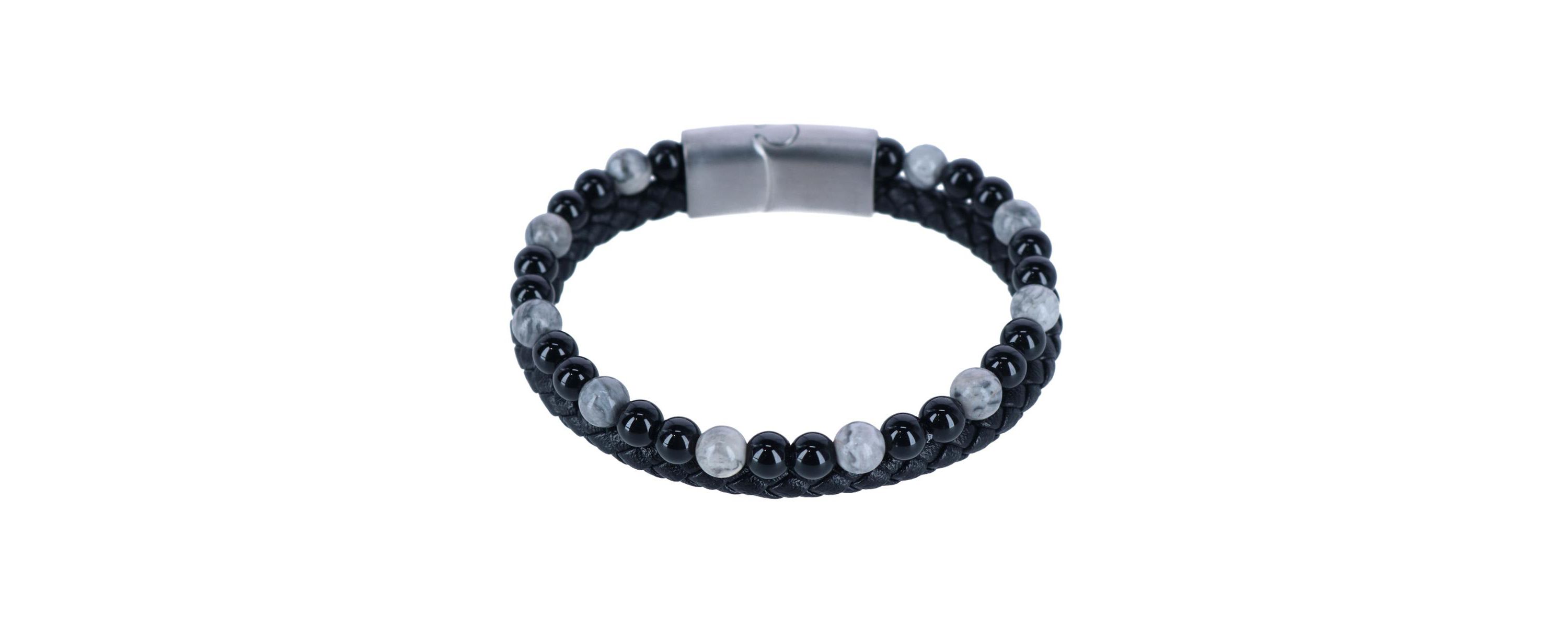 Thurgood Beaded and Braided Leather Secure Clasp Bracelet