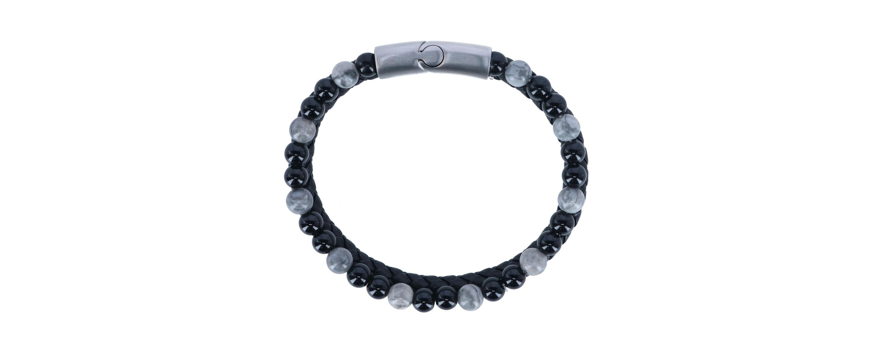 Thurgood Beaded and Braided Leather Secure Clasp Bracelet