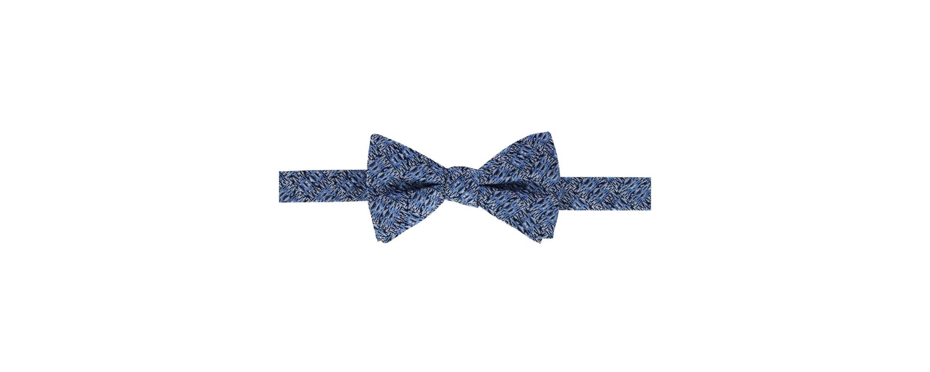 Benitos Blue Basketweave Pattern Silk Novelty Bow Tie