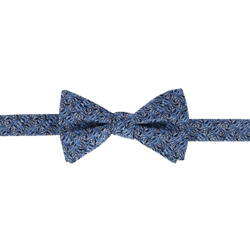 Benitos Blue Basketweave Pattern Silk Novelty Bow Tie