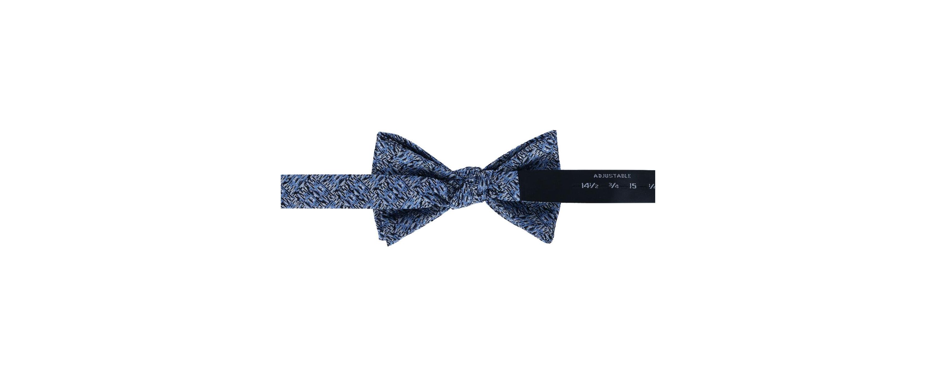 Benitos Blue Basketweave Pattern Silk Novelty Bow Tie