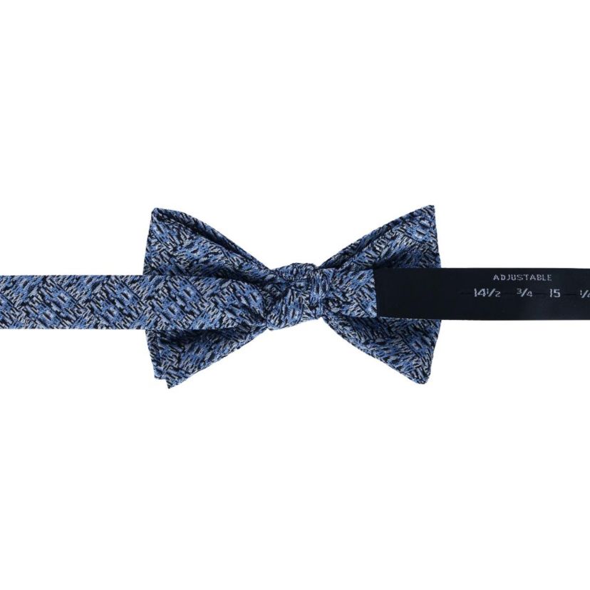 Benitos Blue Basketweave Pattern Silk Novelty Bow Tie